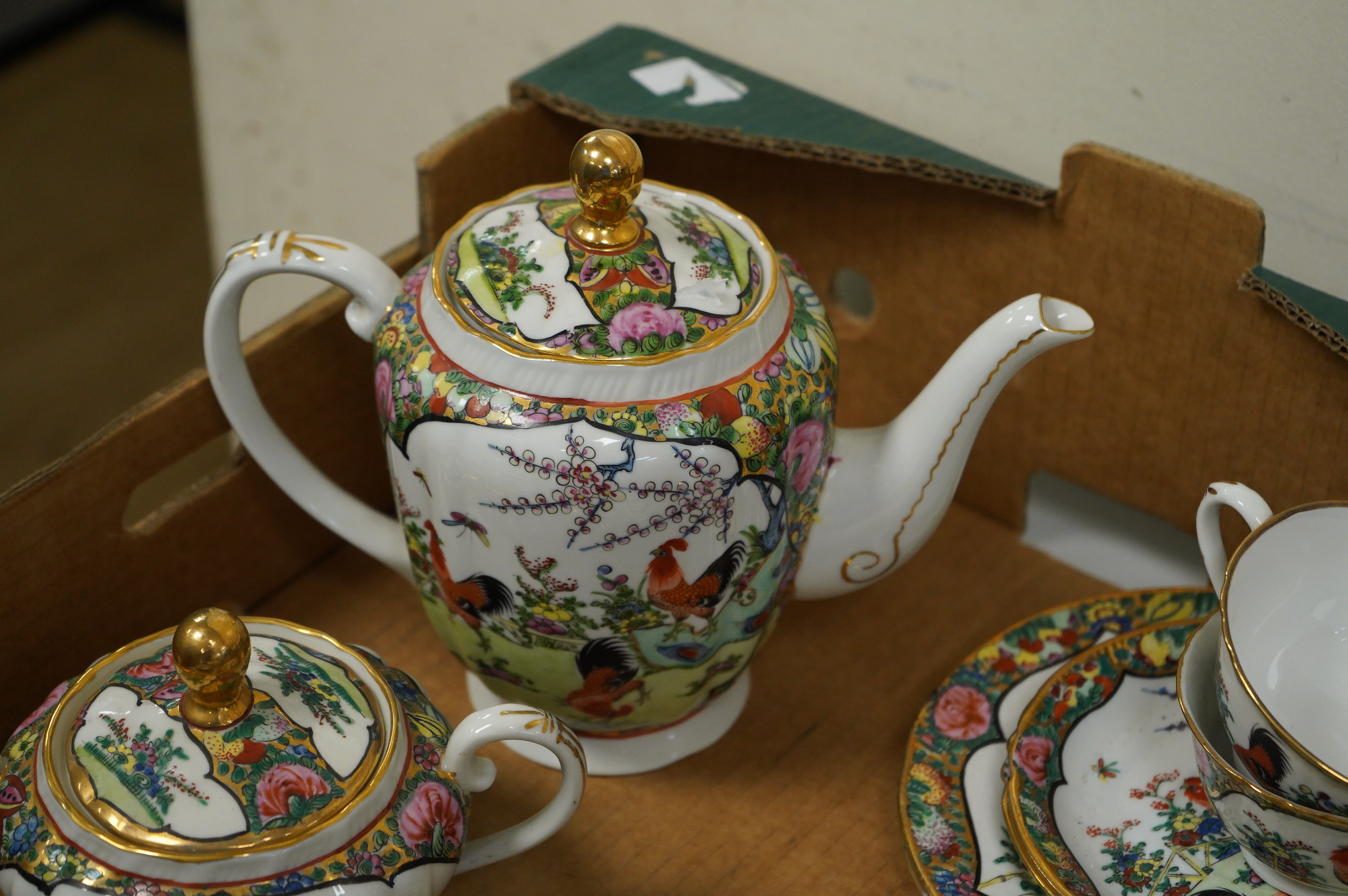A Chinese Canton enamel teaset